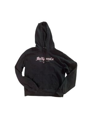 Fox Racing Black Hoodie with Pink Script Logo Youth Medium Oversized Sweatshirt